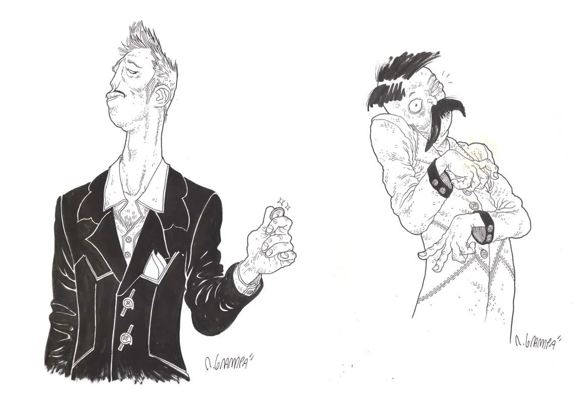 9. Character and outfit designs for “O Livro de Itens do Paciente Estevão” by Felipe Hirsch by Rafael Grampá