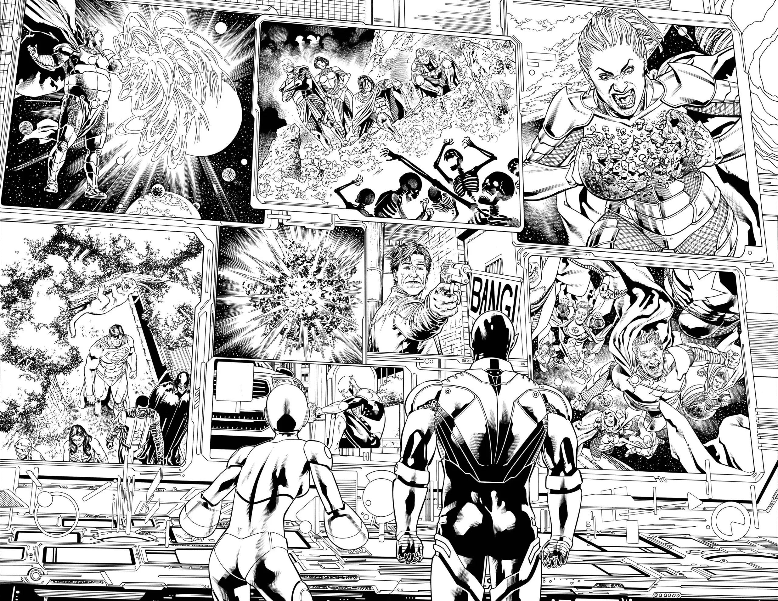 Green Lantern Corps #07 page 06-07 inks over bluelines by Oclair Albert