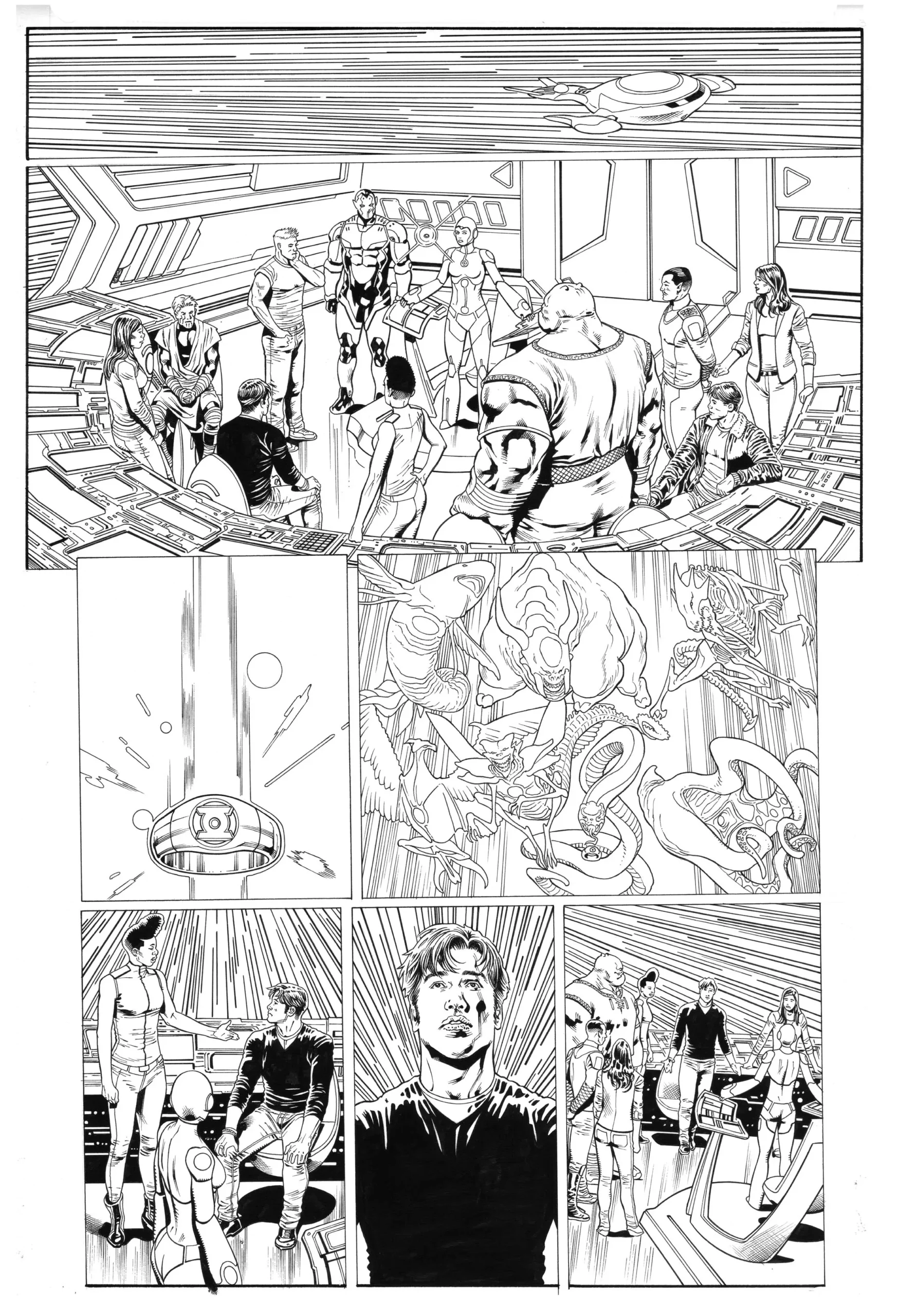 Green Lantern Corps #07 page 12 inks over bluelines by Oclair Albert