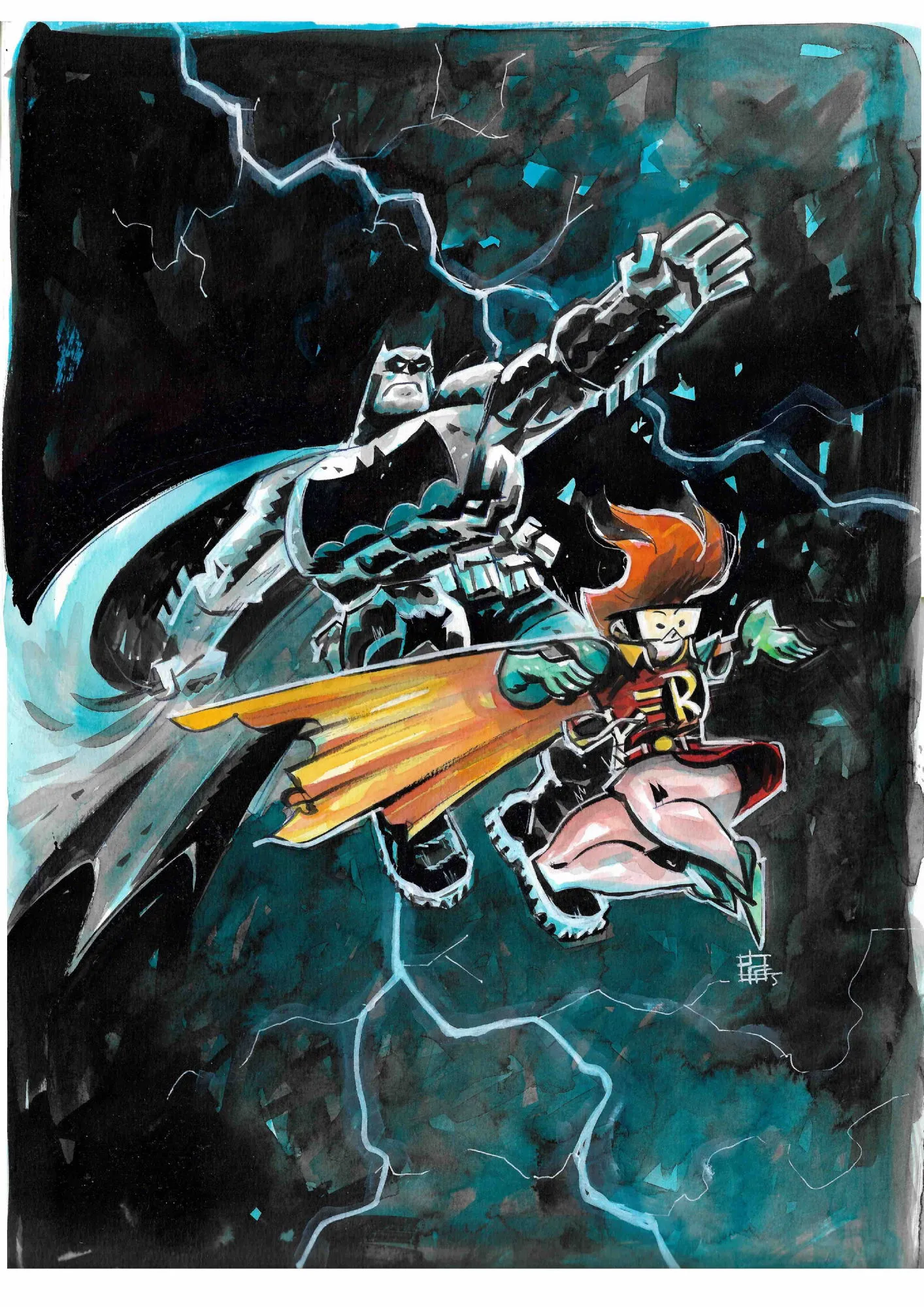 Batman & Robin Dark Knight commission sample by Jefferson Costa