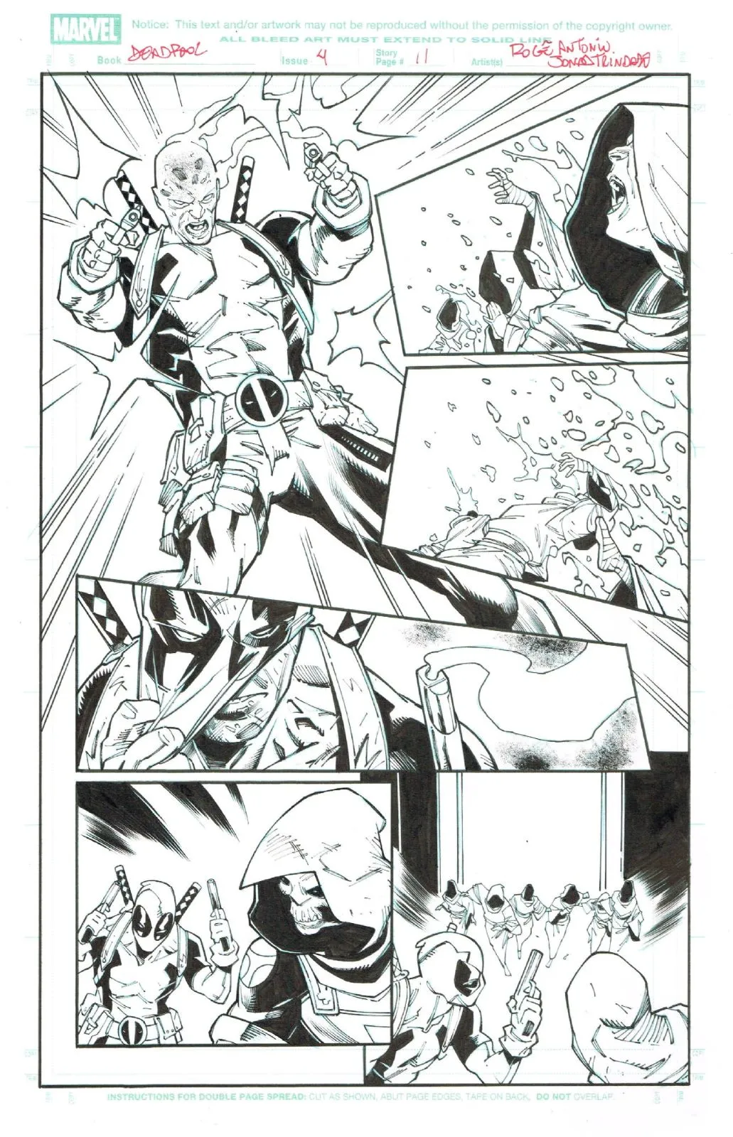 Deadpool #04 page 11 Inks over blueline by Jonas Trindade