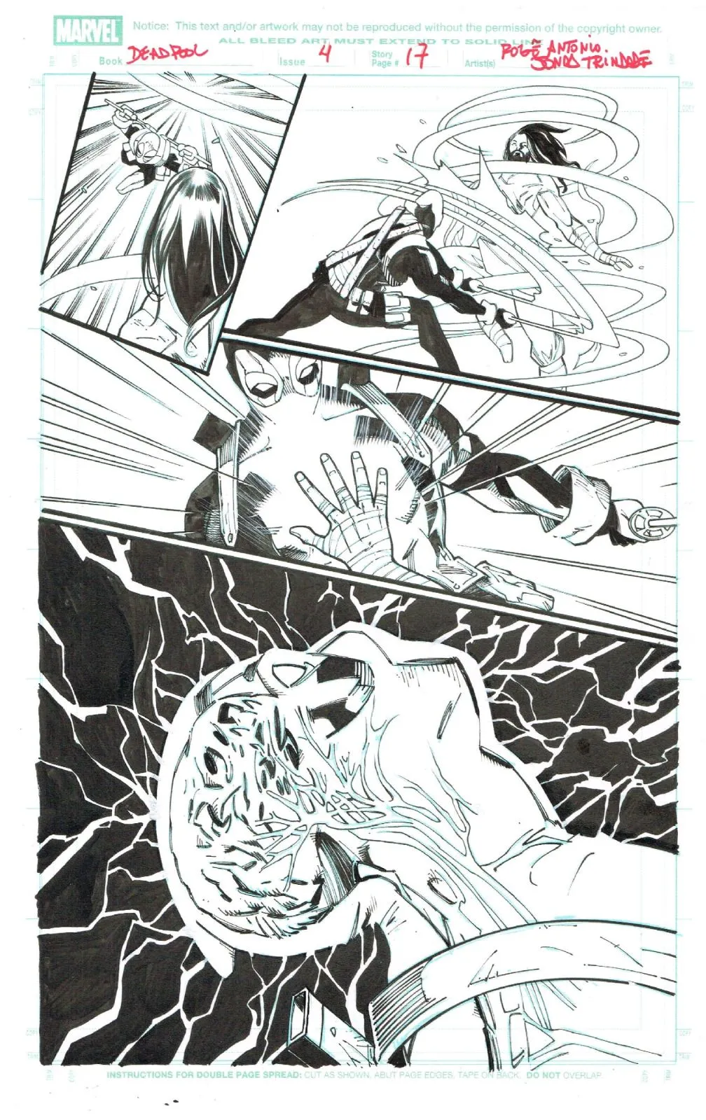 Deadpool #04 page 17 Inks over blueline by Jonas Trindade