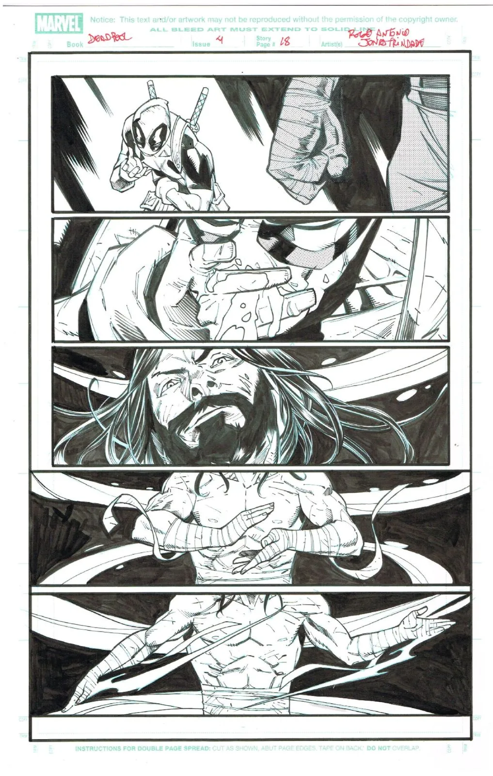 Deadpool #04 page 18 Inks over blueline by Jonas Trindade